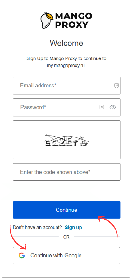 Registration form